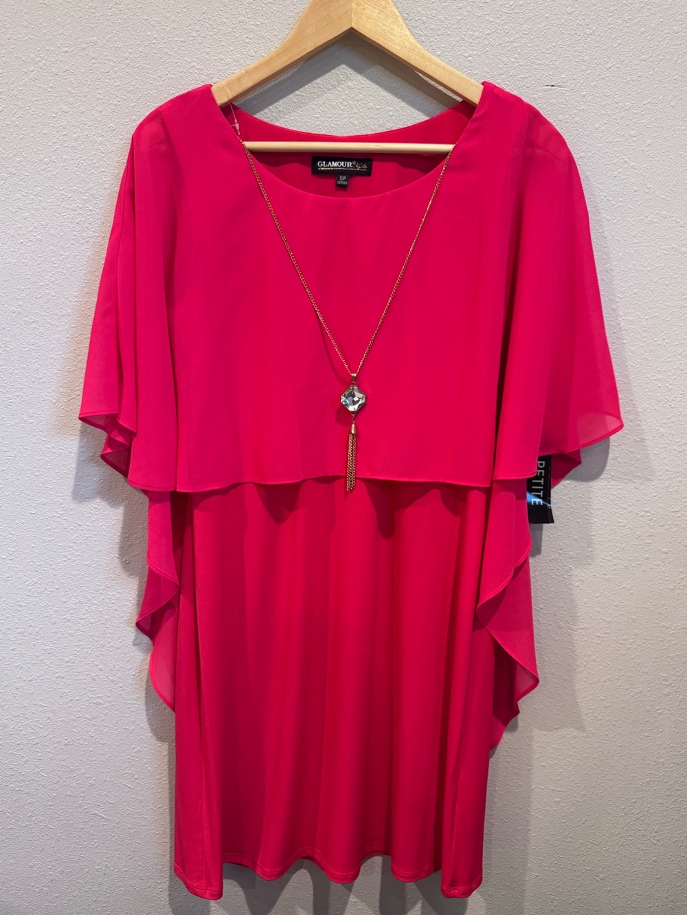 Glamour Nights Raspberry Pendant Accent Shift Dress Petite Size 10